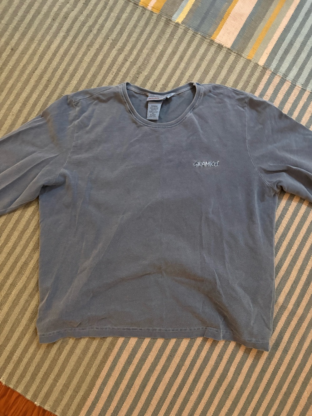 Vintage Gramicci Women's Textured Slate Blue Long-Sleeve Tee 100% Cotton
